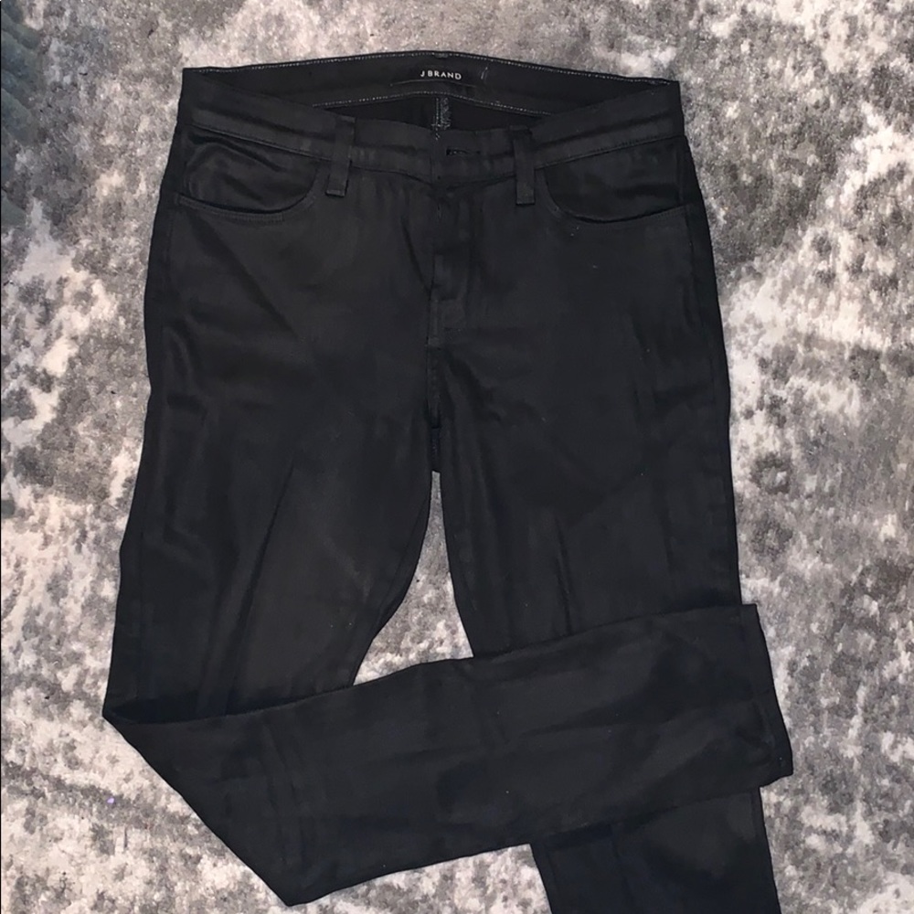 J Brand black waxed pants